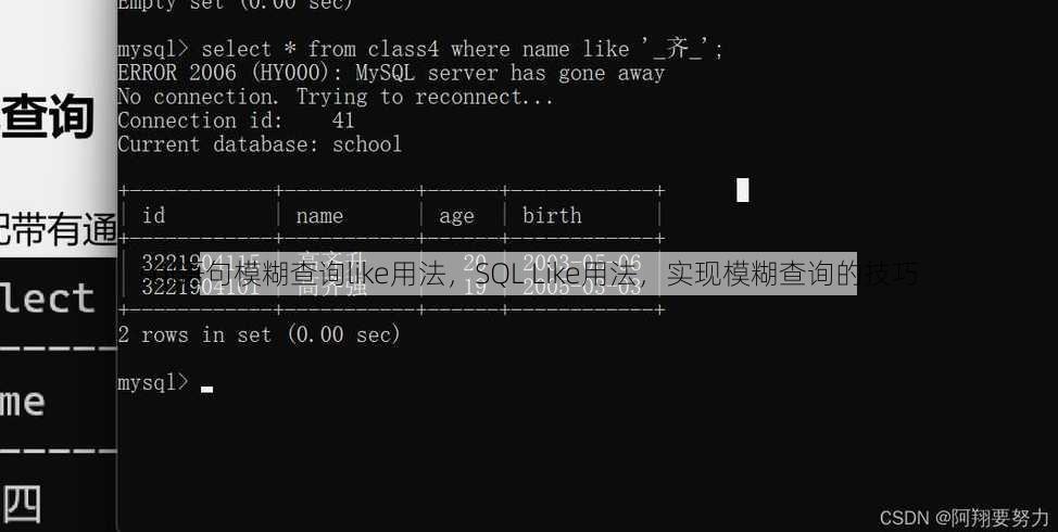 sql语句模糊查询like用法