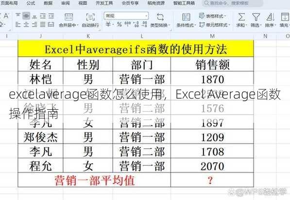 excelaverage函数怎么使用