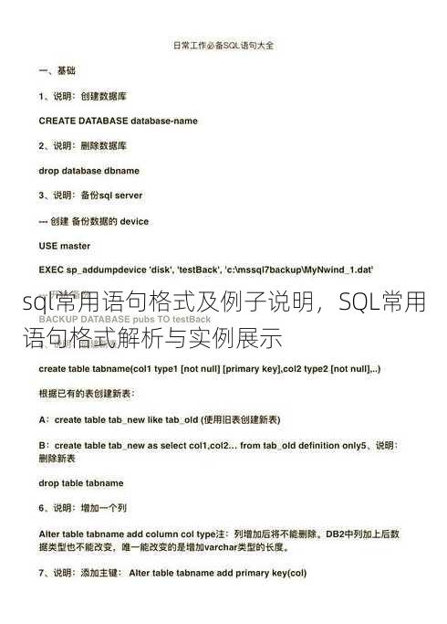 sql常用语句格式及例子说明
