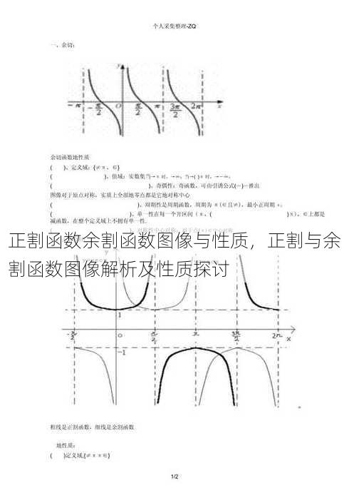 正割函数余割函数图像与性质