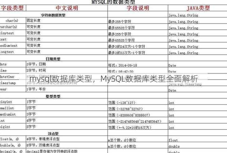 mysql数据库类型
