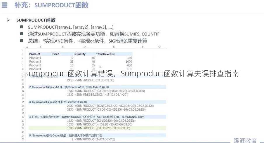 sumproduct函数计算错误