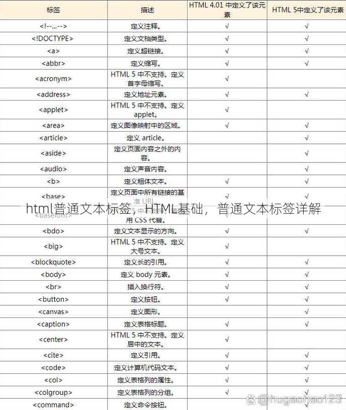 html普通文本标签
