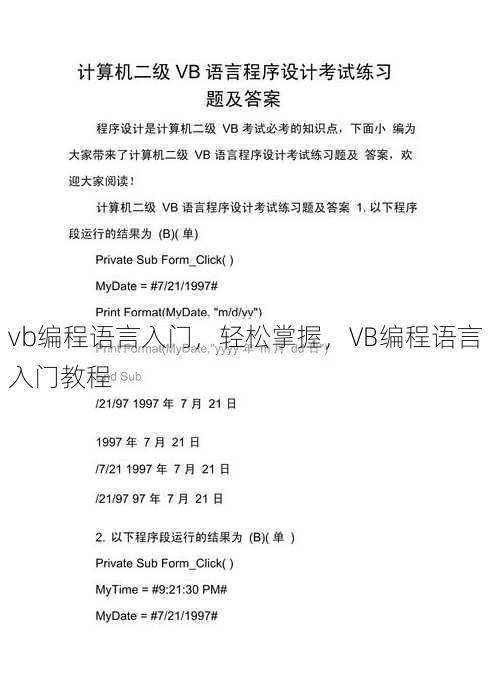 vb编程语言入门