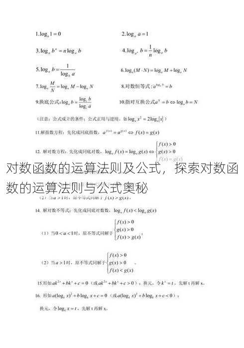 对数函数的运算法则及公式