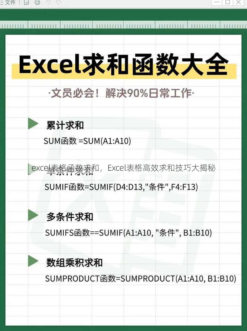 excel表格函数求和