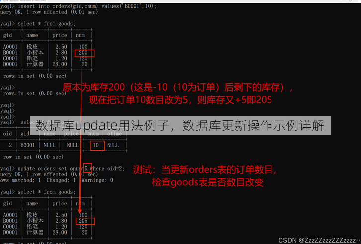数据库update用法例子