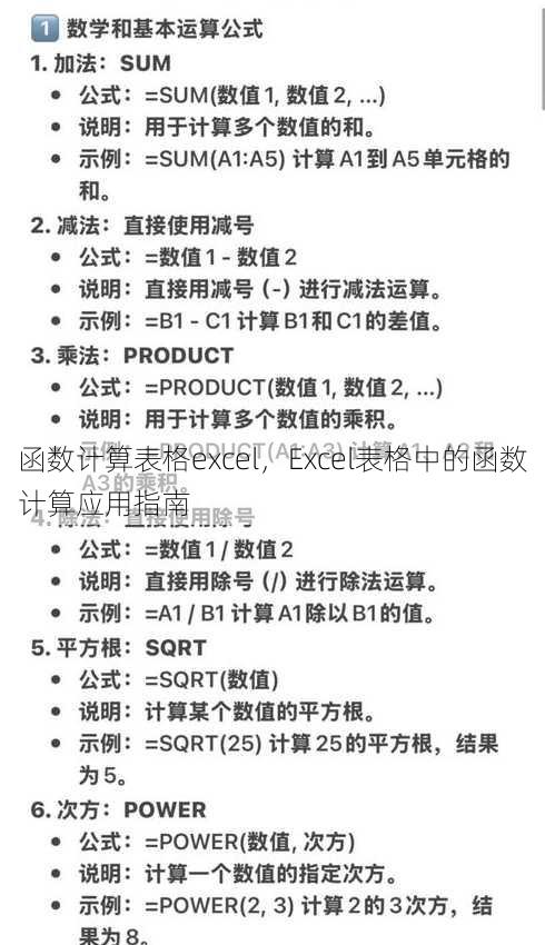 函数计算表格excel