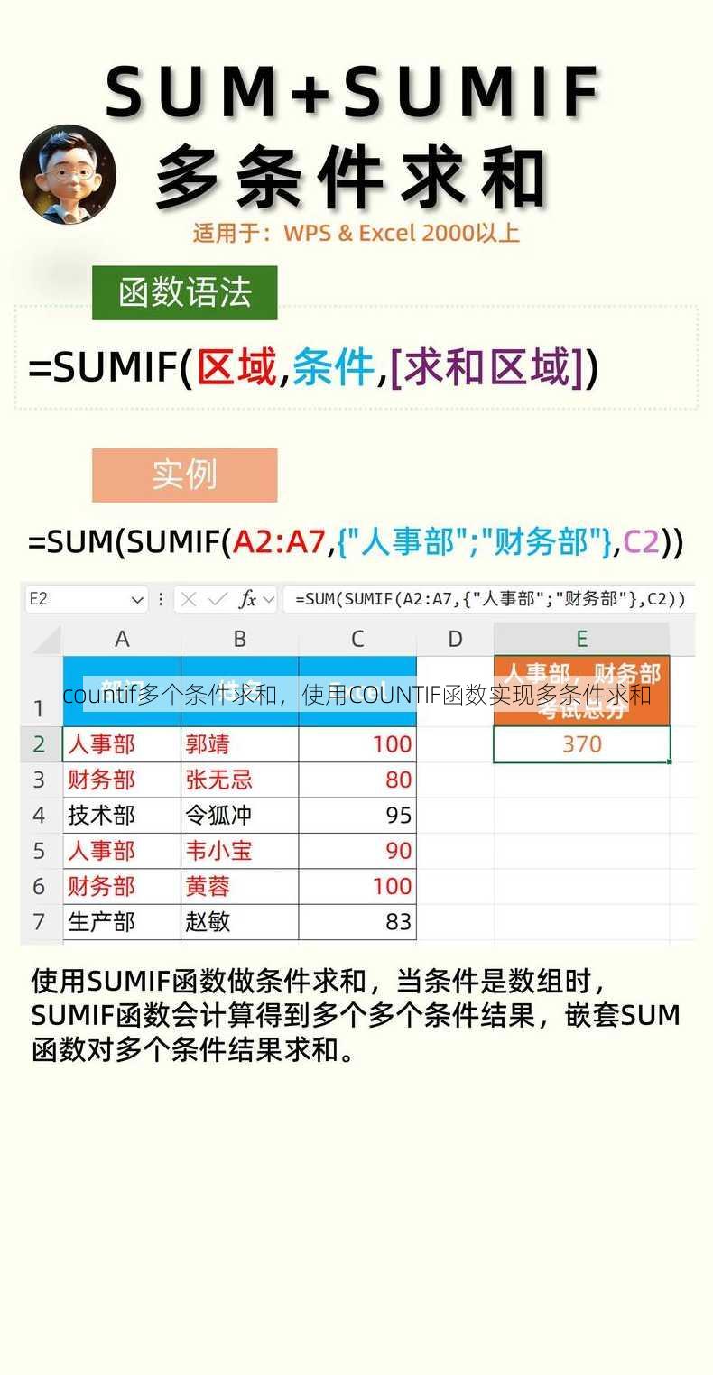 countif多个条件求和