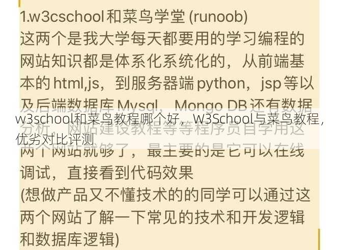 w3school和菜鸟教程哪个好