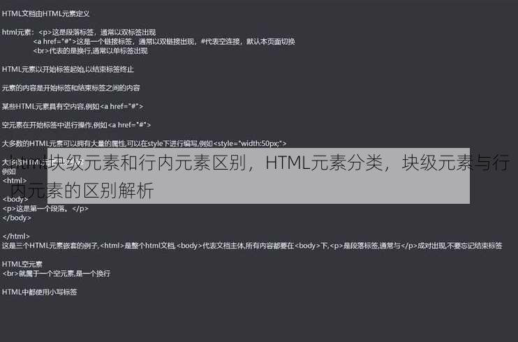 html块级元素和行内元素区别