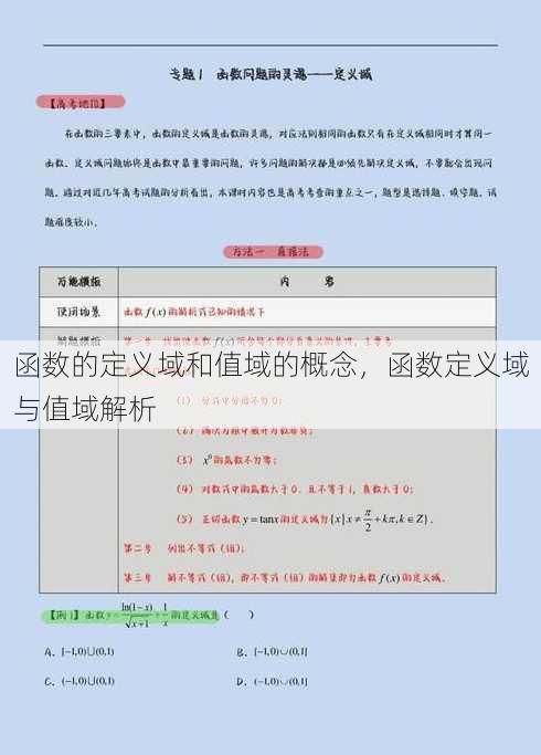 函数的定义域和值域的概念