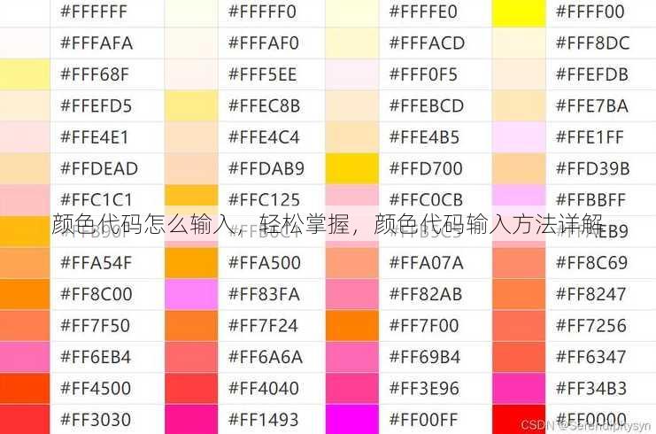 颜色代码怎么输入