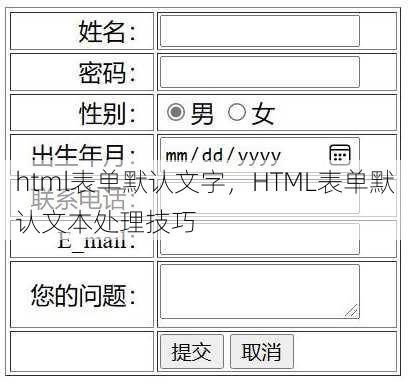 html表单默认文字