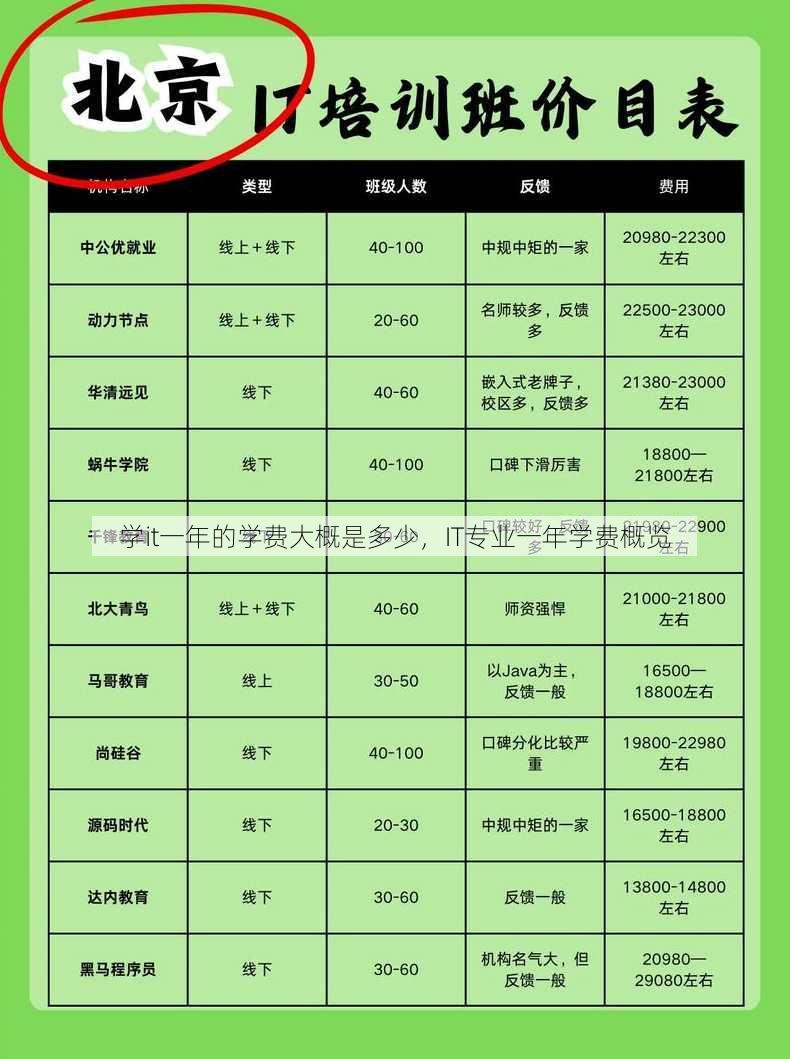 学it一年的学费大概是多少