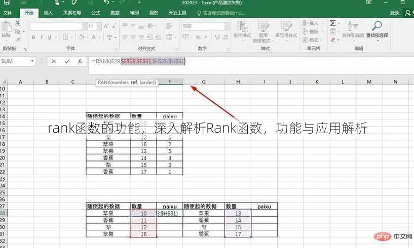 rank函数的功能