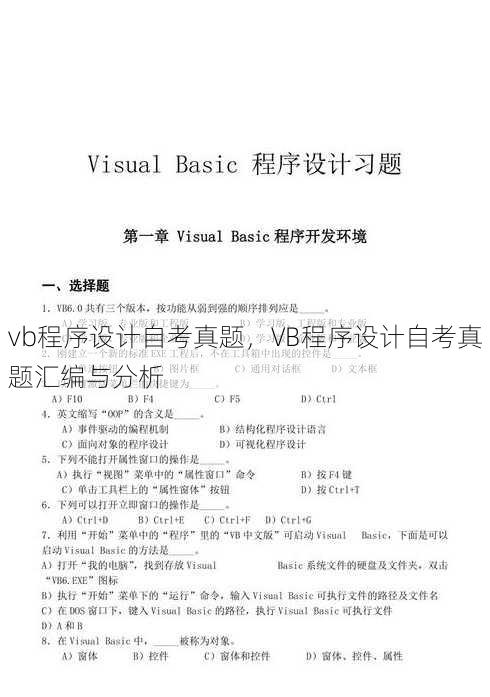 vb程序设计自考真题