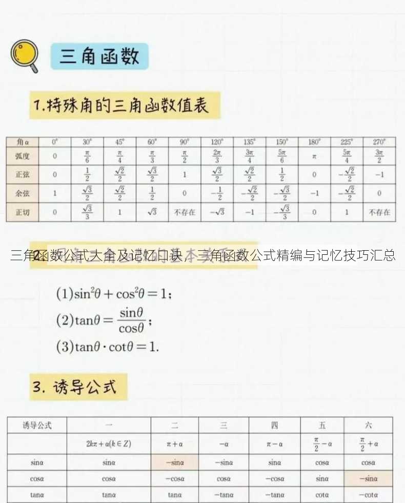 三角函数公式大全及记忆口诀