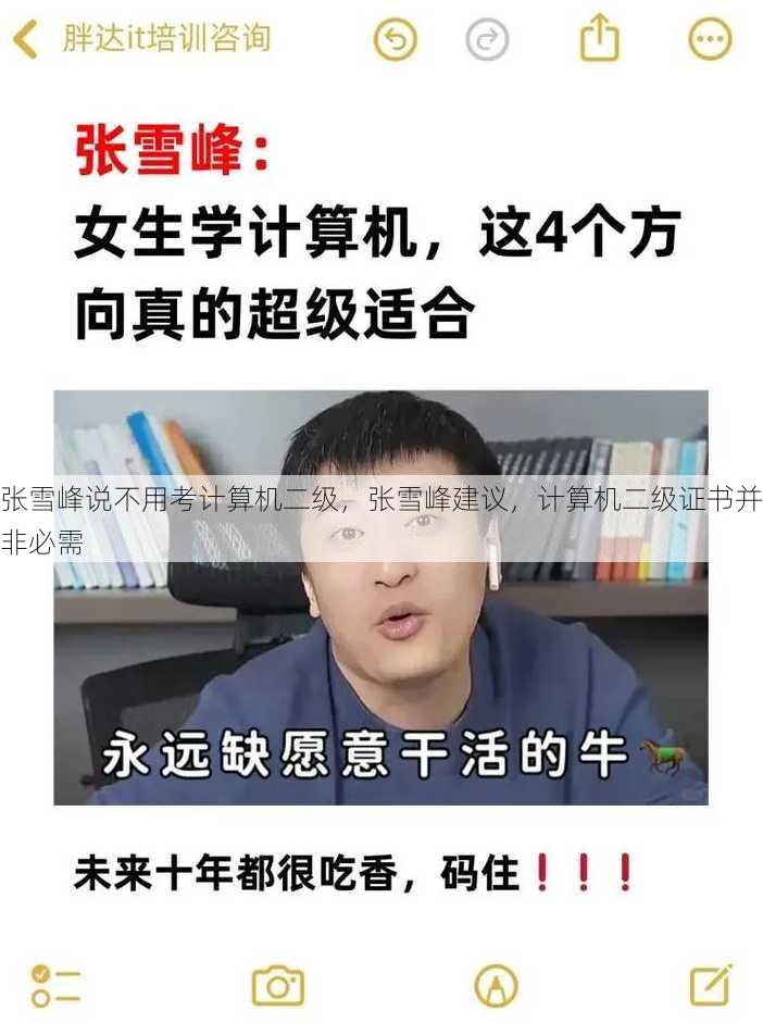 张雪峰说不用考计算机二级