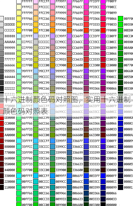 十六进制颜色码对照图