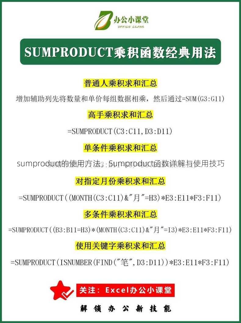 sumproduct的使用方法