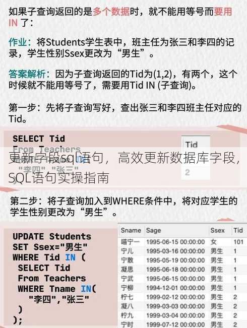 更新字段sql语句