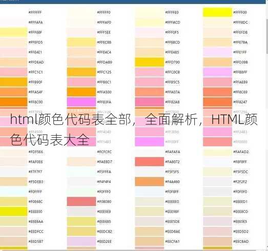 html颜色代码表全部