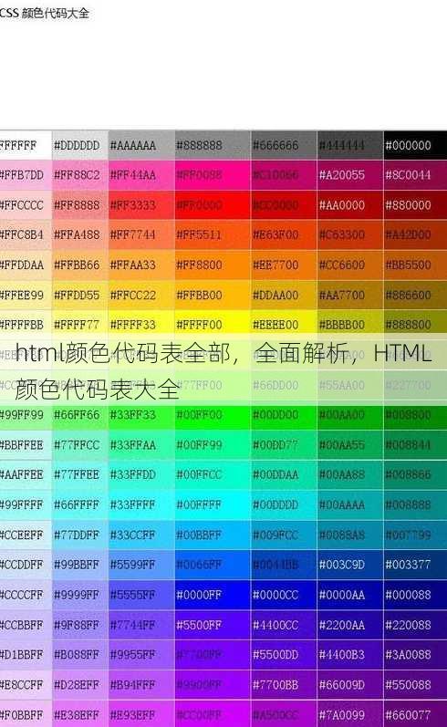 html颜色代码表全部