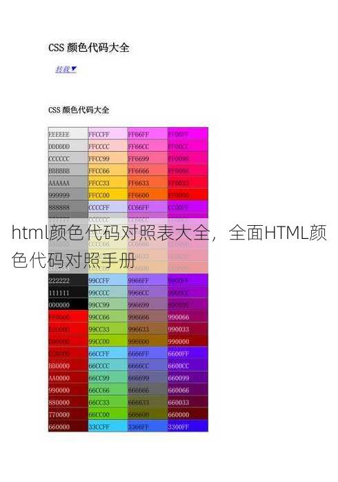 html颜色代码对照表大全