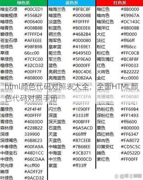 html颜色代码对照表大全