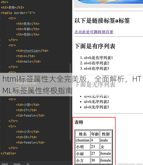 html标签属性大全完美版