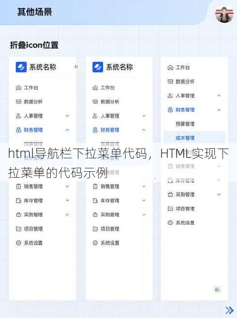 html导航栏下拉菜单代码