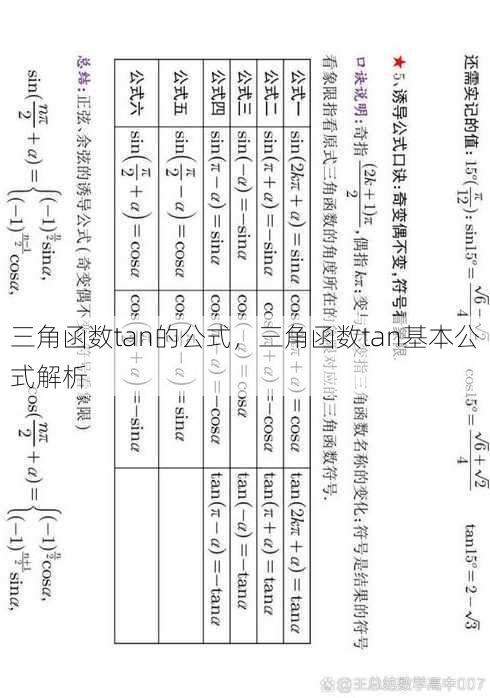 三角函数tan的公式