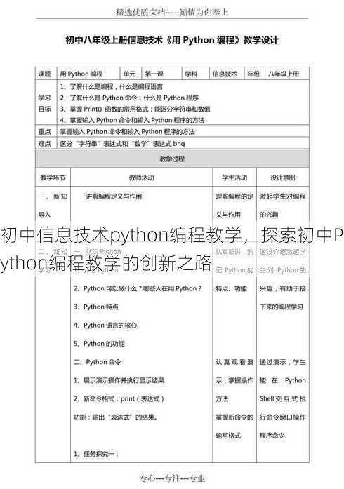 初中信息技术python编程教学