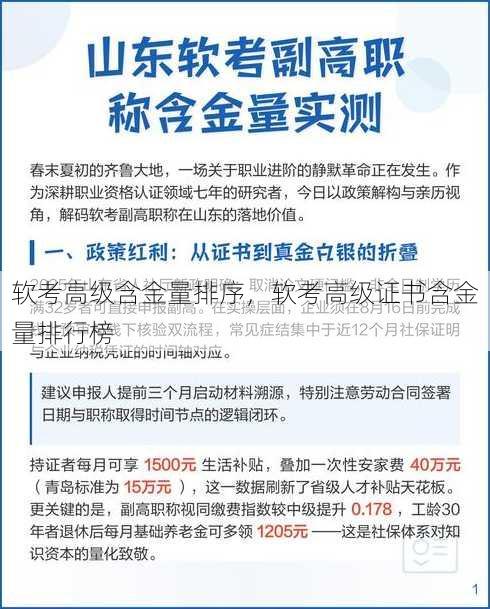 软考高级含金量排序