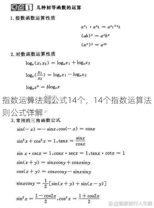 指数运算法则公式14个