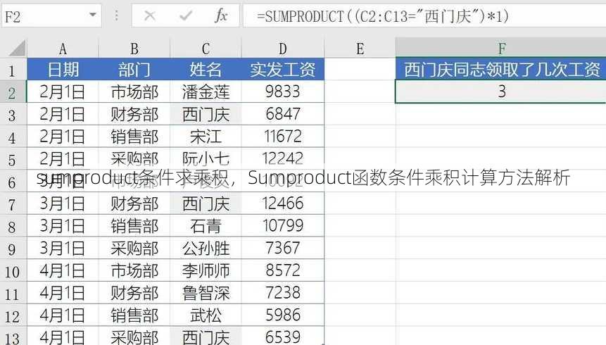 sumproduct条件求乘积