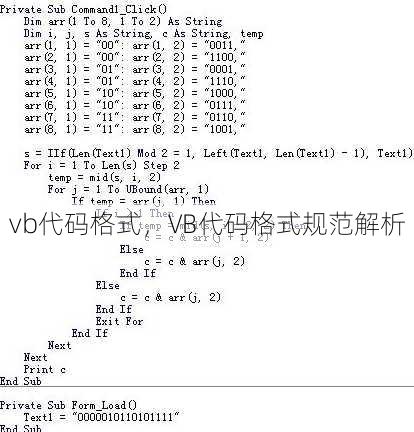 vb代码格式