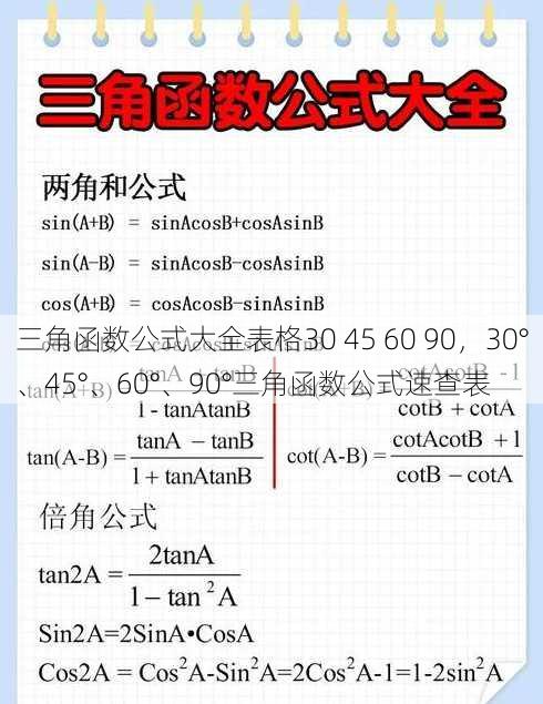 三角函数公式大全表格30 45 60 90