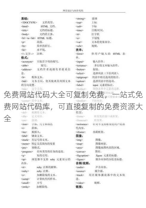免费网站代码大全可复制免费