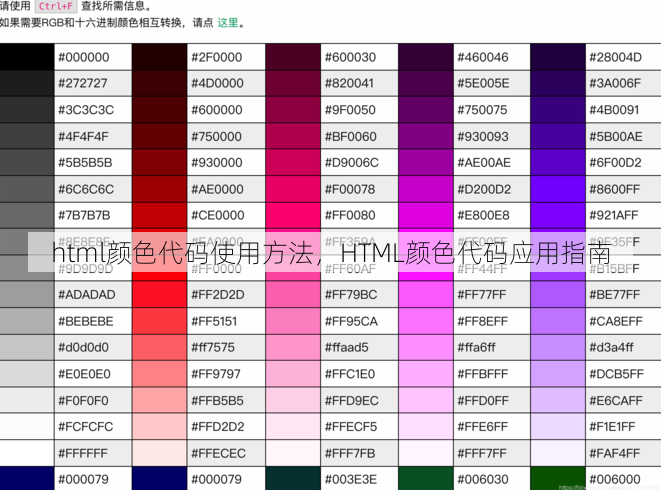 html颜色代码使用方法