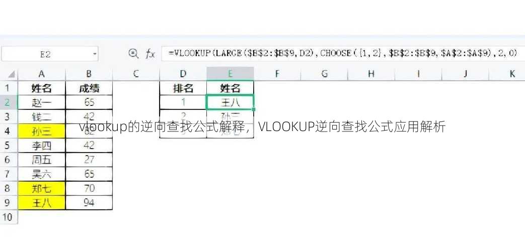 vlookup的逆向查找公式解释