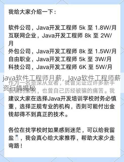 java软件工程师月薪