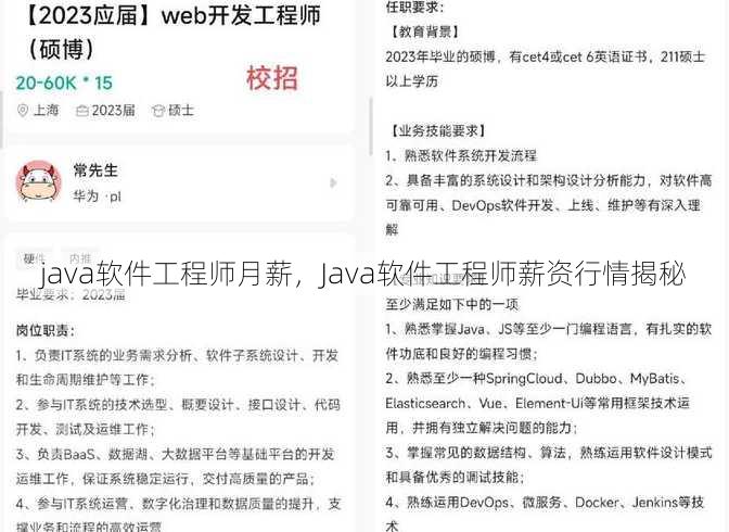 java软件工程师月薪