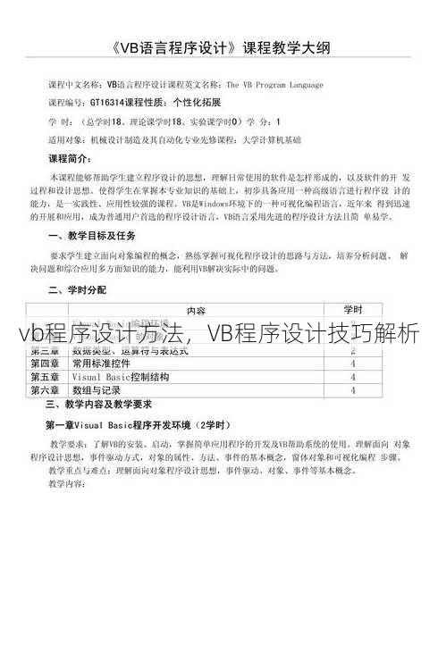 vb程序设计方法