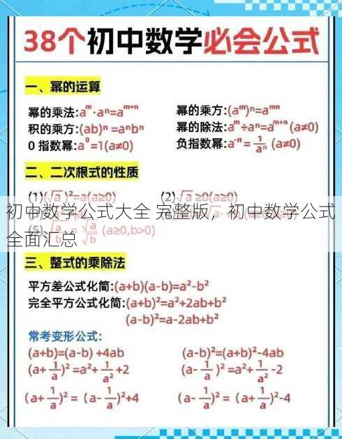 初中数学公式大全 完整版