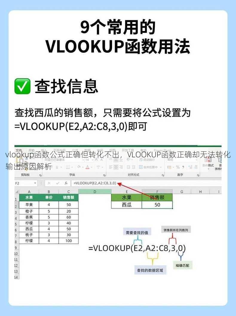 vlookup函数公式正确但转化不出