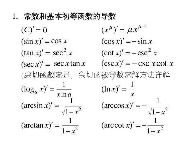 余切函数求导