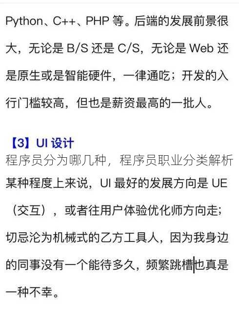 程序员分为哪几种