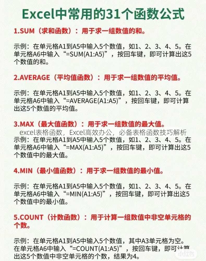 excel表格函数